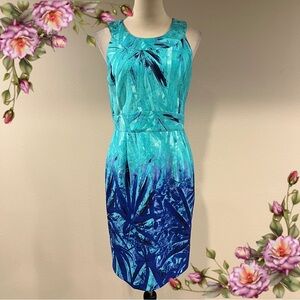 Spence Sleeveless fitted Blue and Green stretchy mini Dress
